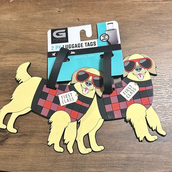 GOLDEN  Luggage tag 2pc set  first class🐶 - Picture 1 of 4
